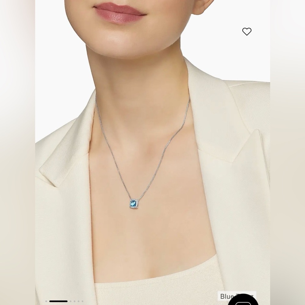 David Yurman Silver Necklace with Blue Pendant